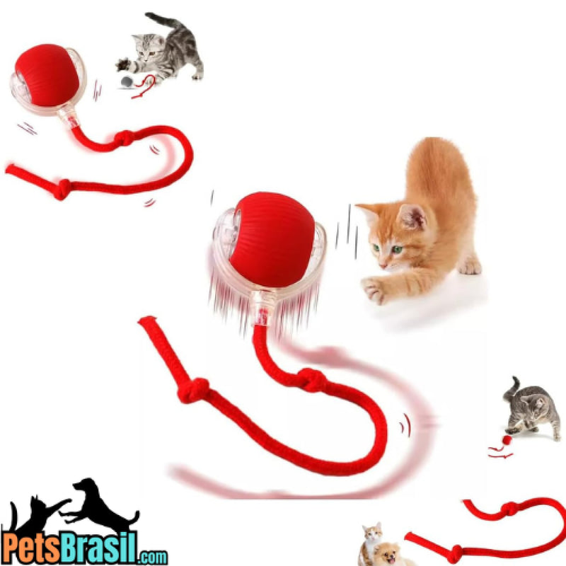 Bolinha Giratória Automática de Rolamento - Brinquedo Interativo para Gatos e Cães